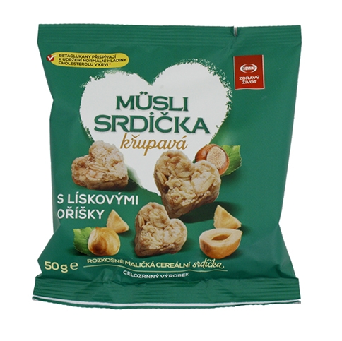 Müsli srdíčka s lískovými oříšky