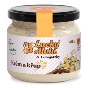 Arašídový krém s bílou čokoládou a lupínky