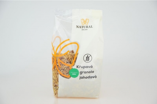 Křupavá granola s jahodami a kokosem