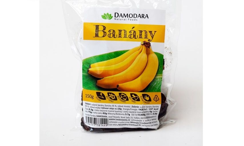 Banány sušené nesířené Damodara