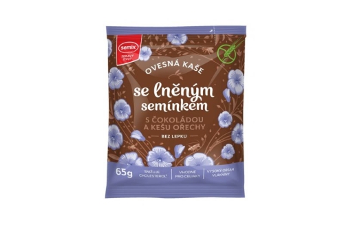 Ovesná kaše se lněným semínkem, čokoládou a kešu